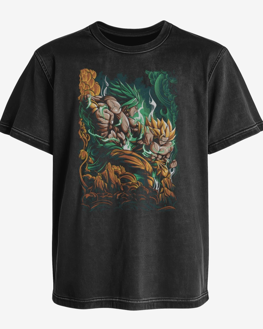 Polera desgastada Negro de Broly vs Goku SSJ3