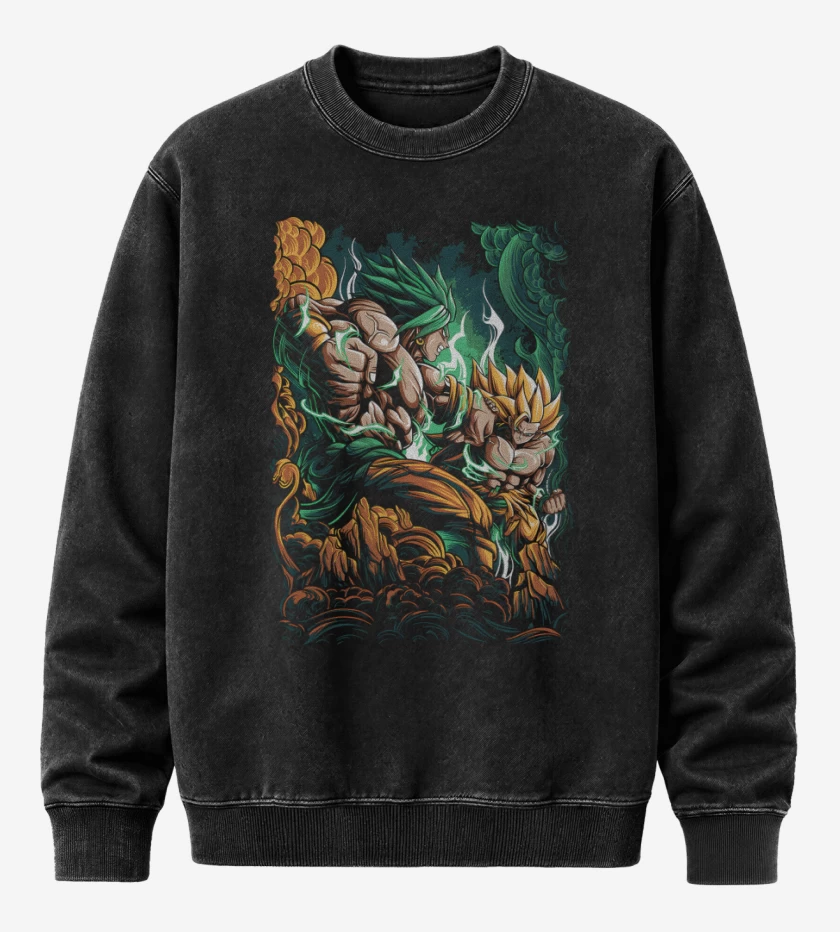 Poleron Polo Acid Wash Negro de Broly vs Goku SSJ3