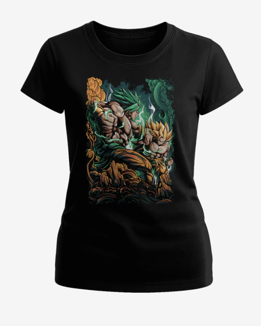 Polera de Mujer Negro de Broly vs Goku SSJ3