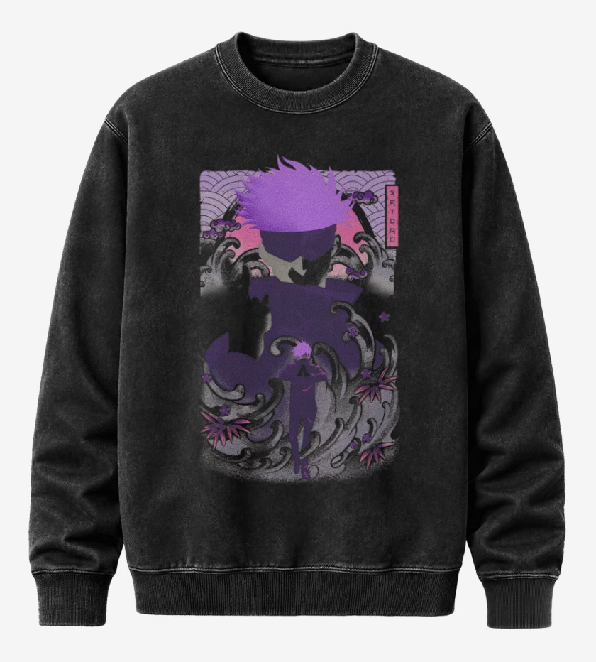 Poleron Polo Acid Wash Negro de Satoru