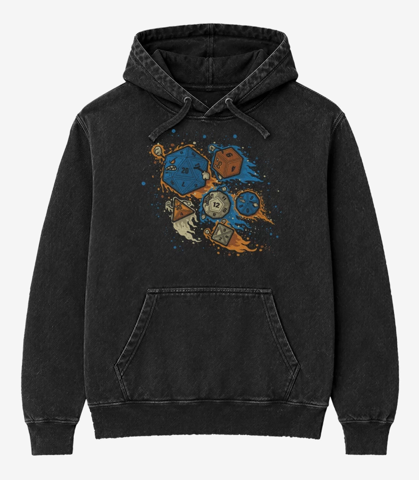 Poleron Canguro Acid Wash Negro de RPG al Ataque