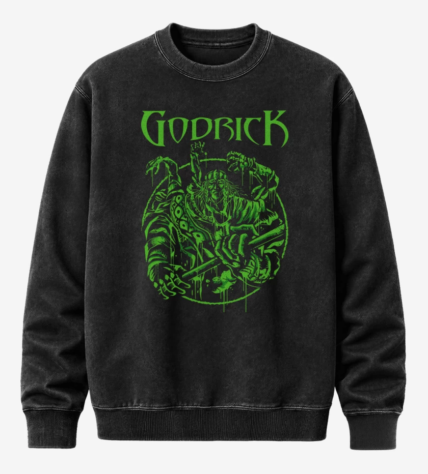 Poleron Polo Acid Wash Negro de Godrick