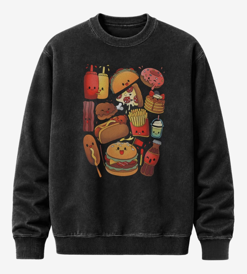 Poleron Polo Acid Wash Negro de Comidita