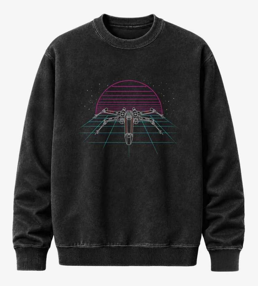 Poleron Polo Acid Wash Negro de X wing retro