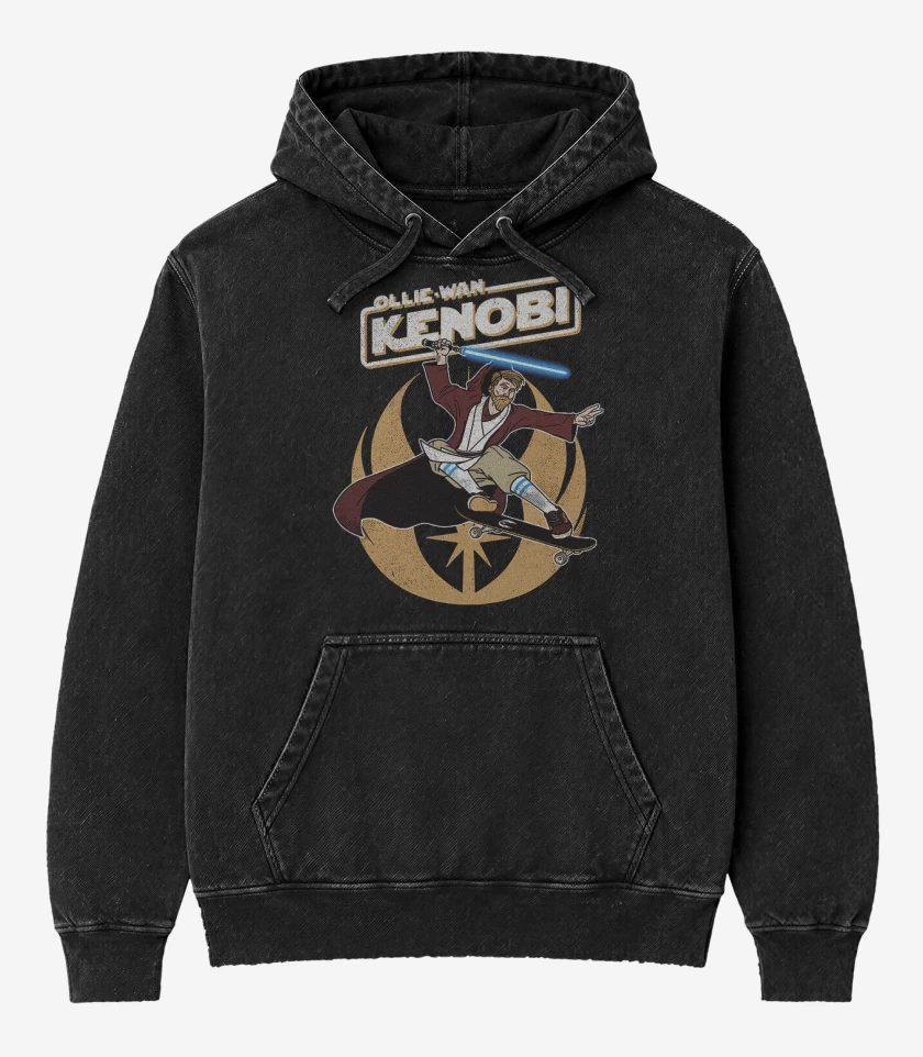 Poleron Canguro Acid Wash Negro de Ollie wan kenobi