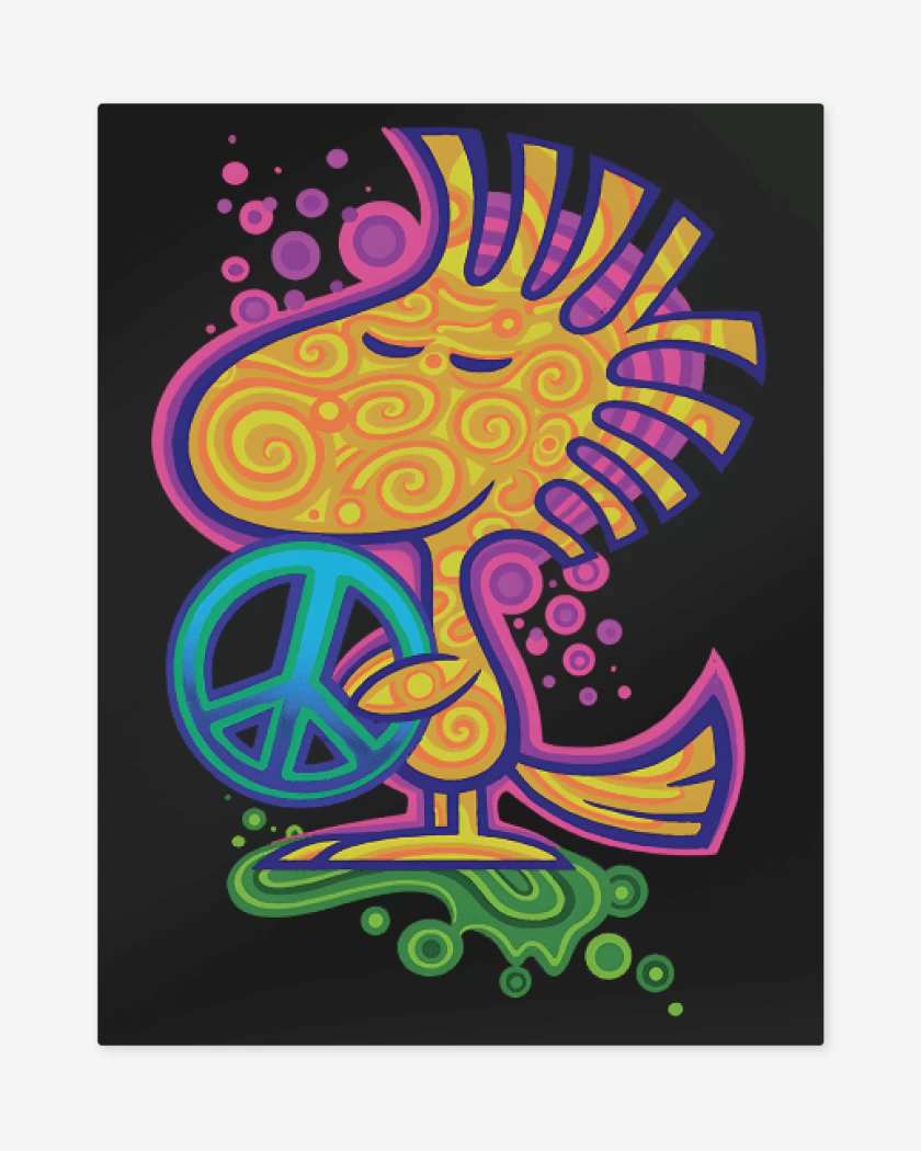 Print metalico Negro de Woodstock de la Paz