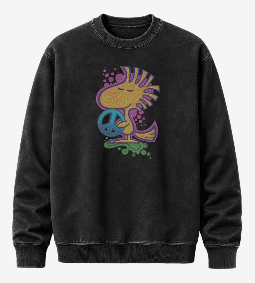 Poleron Polo Acid Wash Negro de Woodstock de la Paz