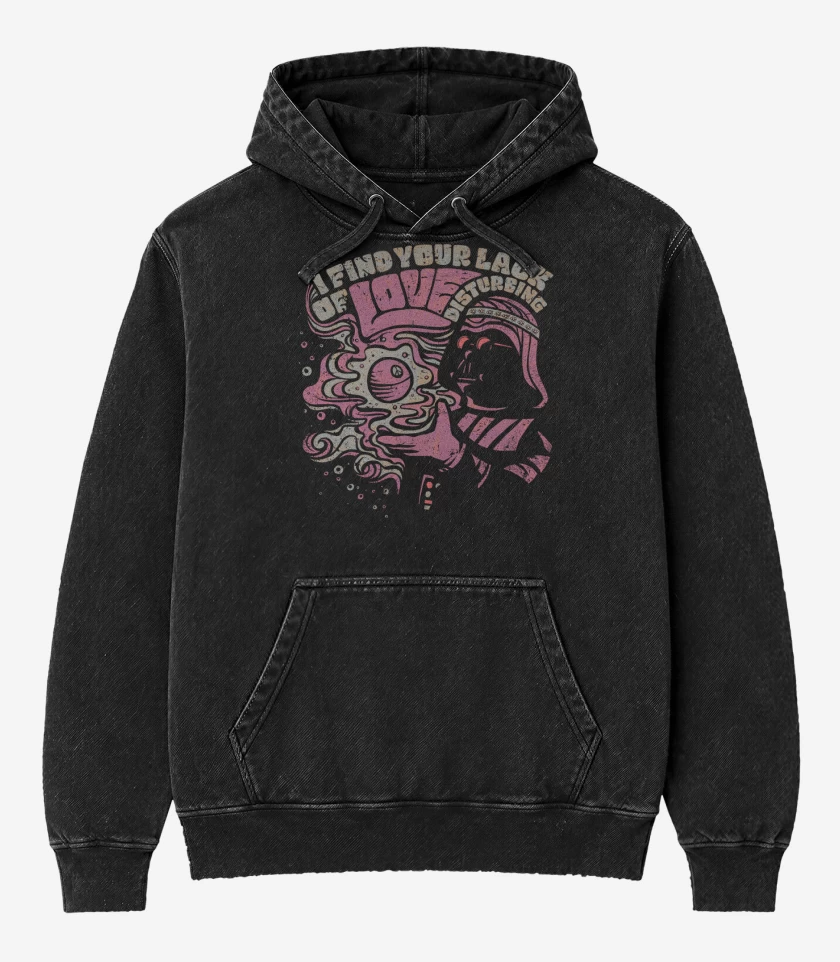 Poleron Canguro Acid Wash Negro de Darth Hippie