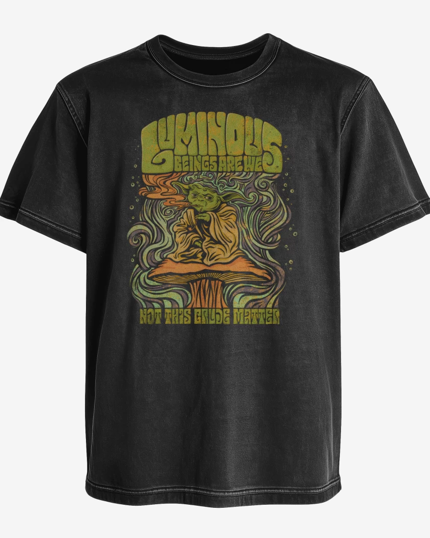 Polera desgastada Negro de Yoda Fumon