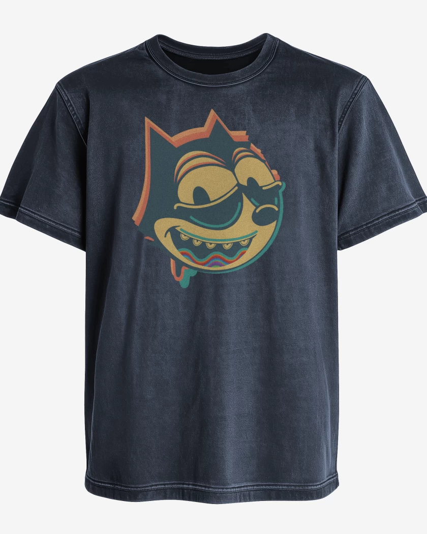Polera desgastada Azul Marino de Felix en Ácidos