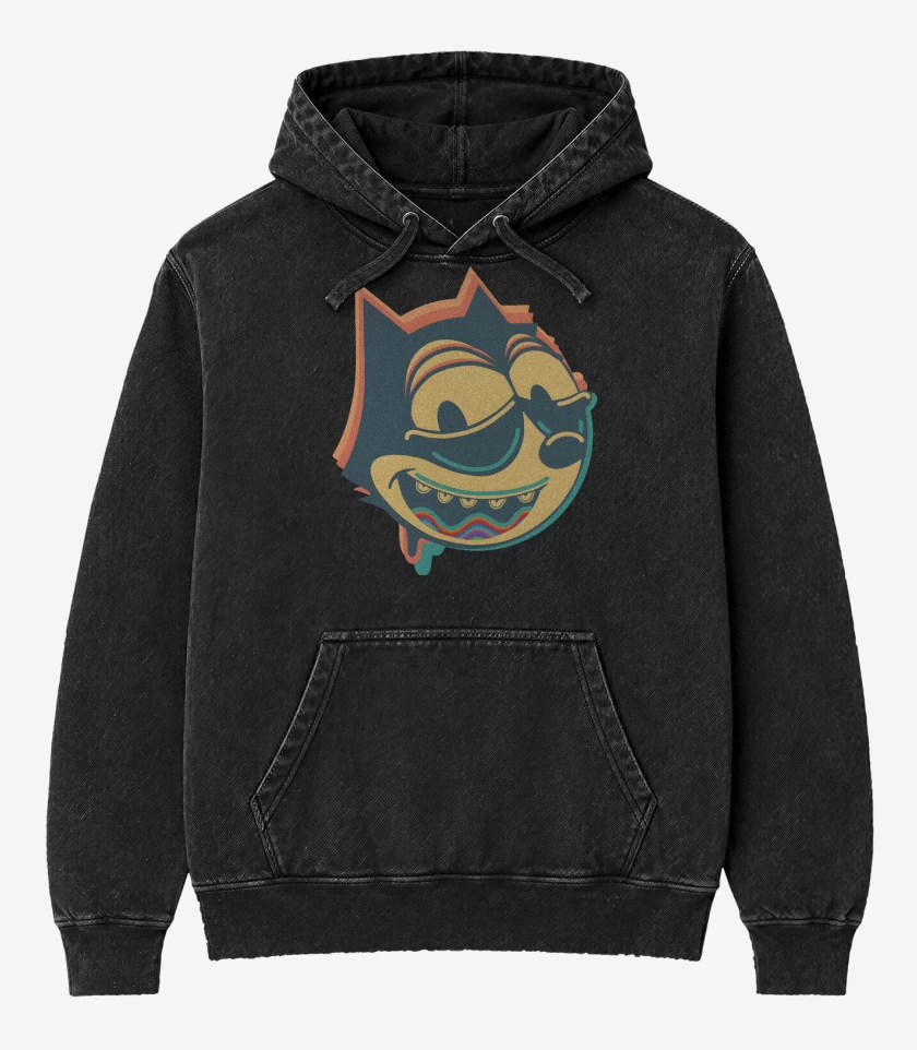 Poleron Canguro Acid Wash Negro de Felix en Ácidos