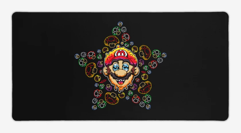 Mouse pad Gamer Negro de Super bigote en Hongos