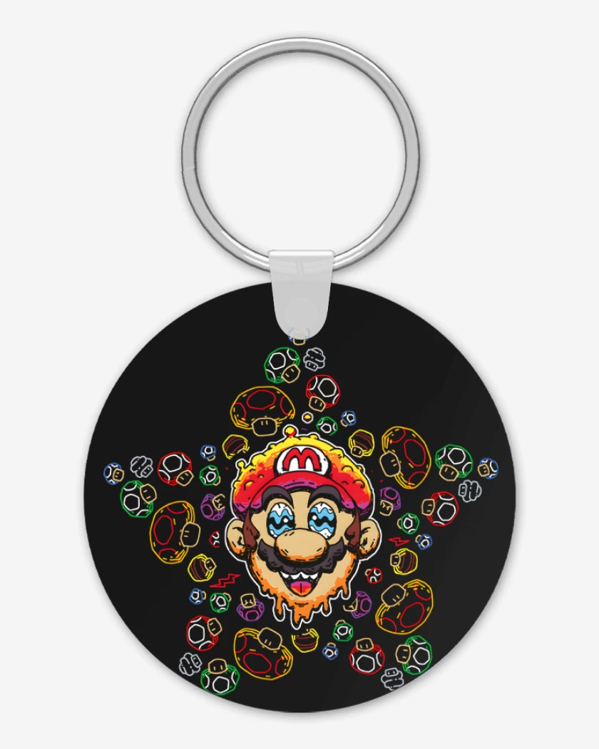 Llavero Negro de Super bigote en Hongos