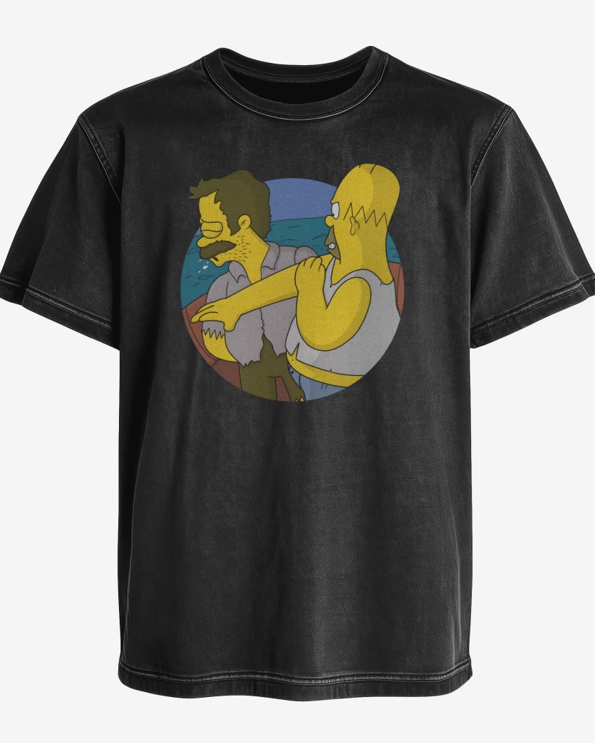 Polera desgastada Negro de Estupido Flanders