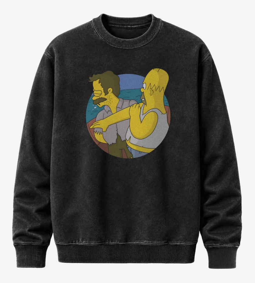 Poleron Polo Acid Wash Negro de Estupido Flanders
