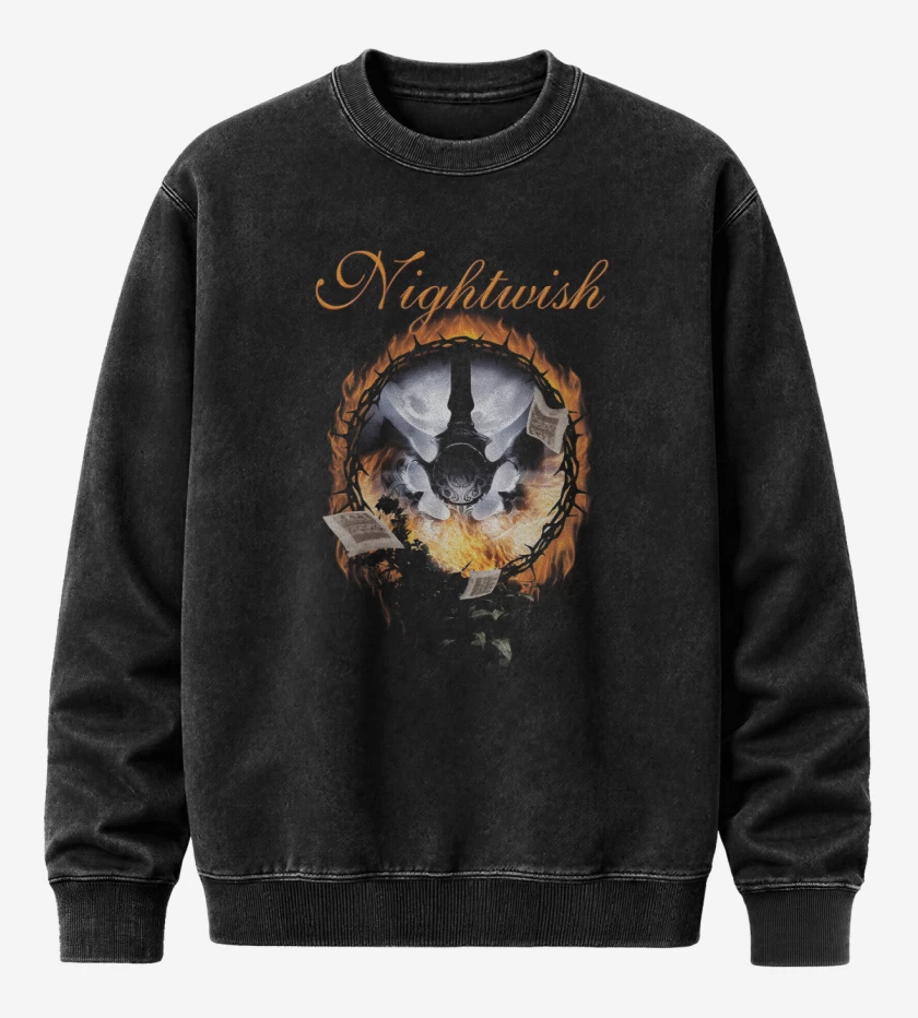 Poleron Polo Acid Wash Negro de Nightwish