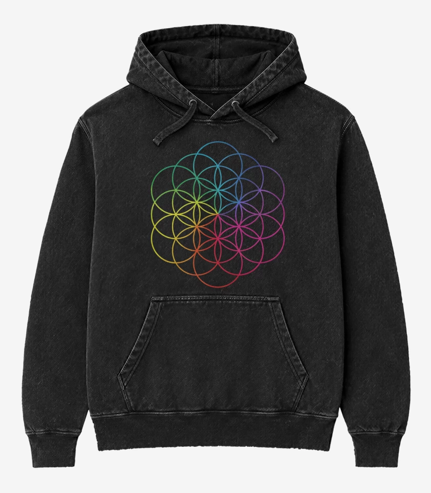 Poleron Canguro Acid Wash Negro de Coldplay
