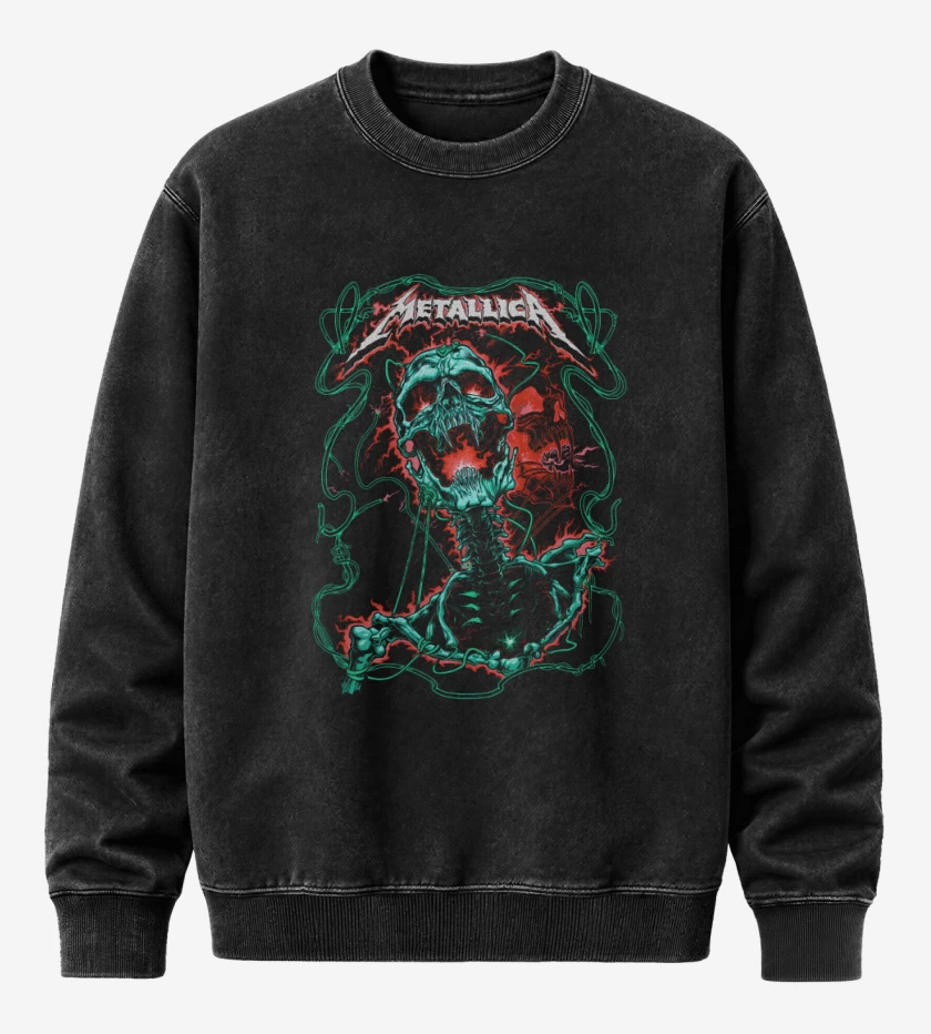 Poleron Polo Acid Wash Negro de Metallicaa