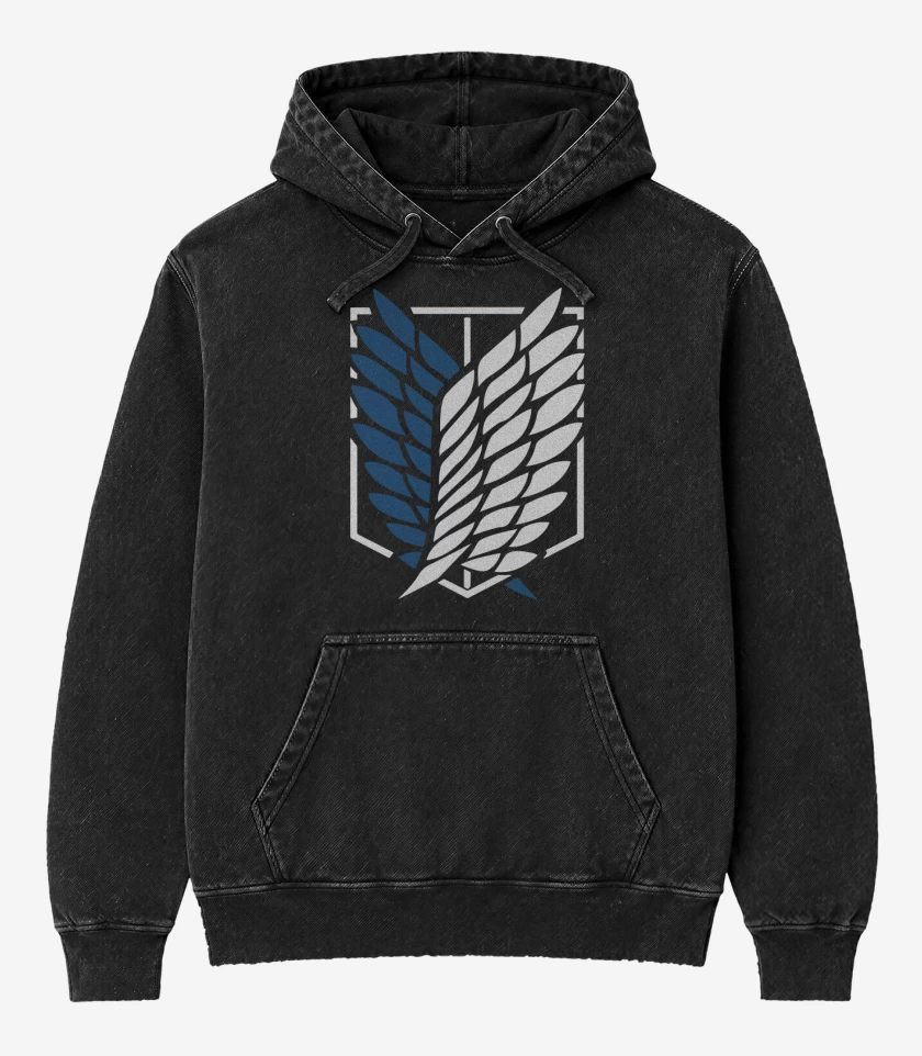 Poleron Canguro Acid Wash Negro de Liberty