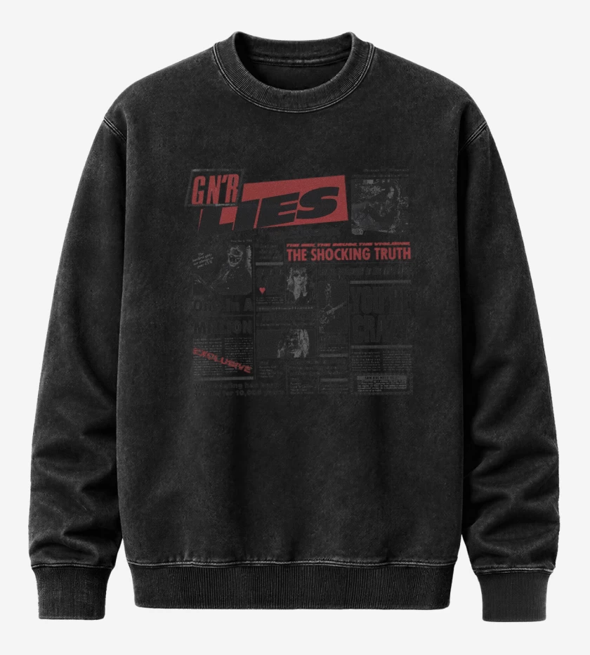 Poleron Polo Acid Wash Negro de Guns n Roses LIes 