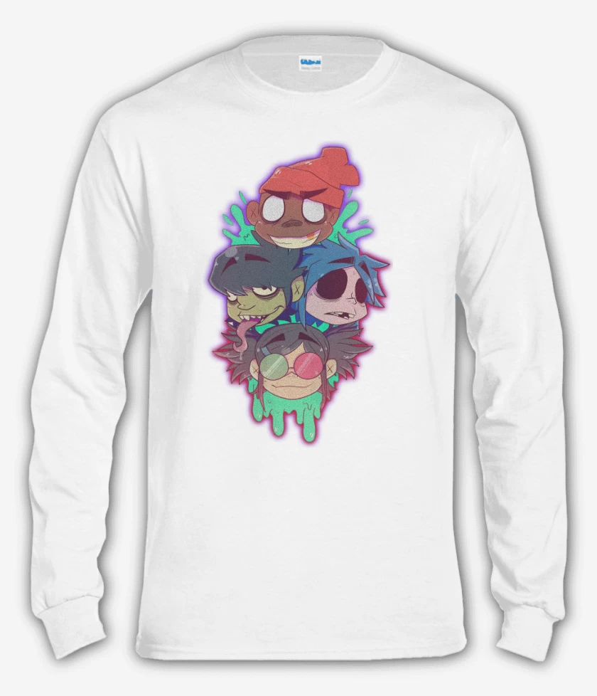 Polera manga larga Blanco de Gorilaz