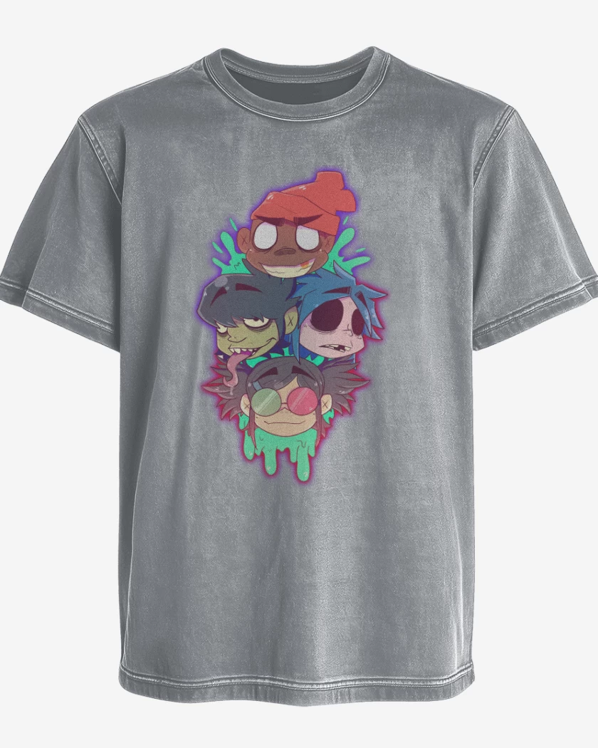 Polera desgastada Gorilaz