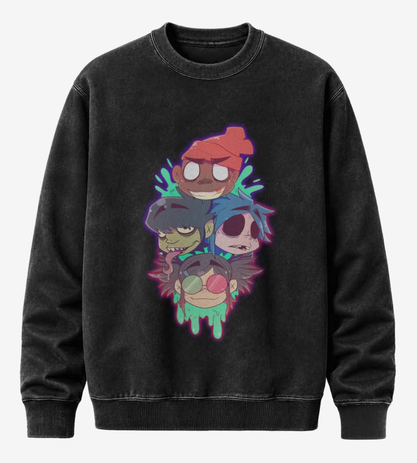 Poleron Polo Acid Wash Negro de Gorilaz