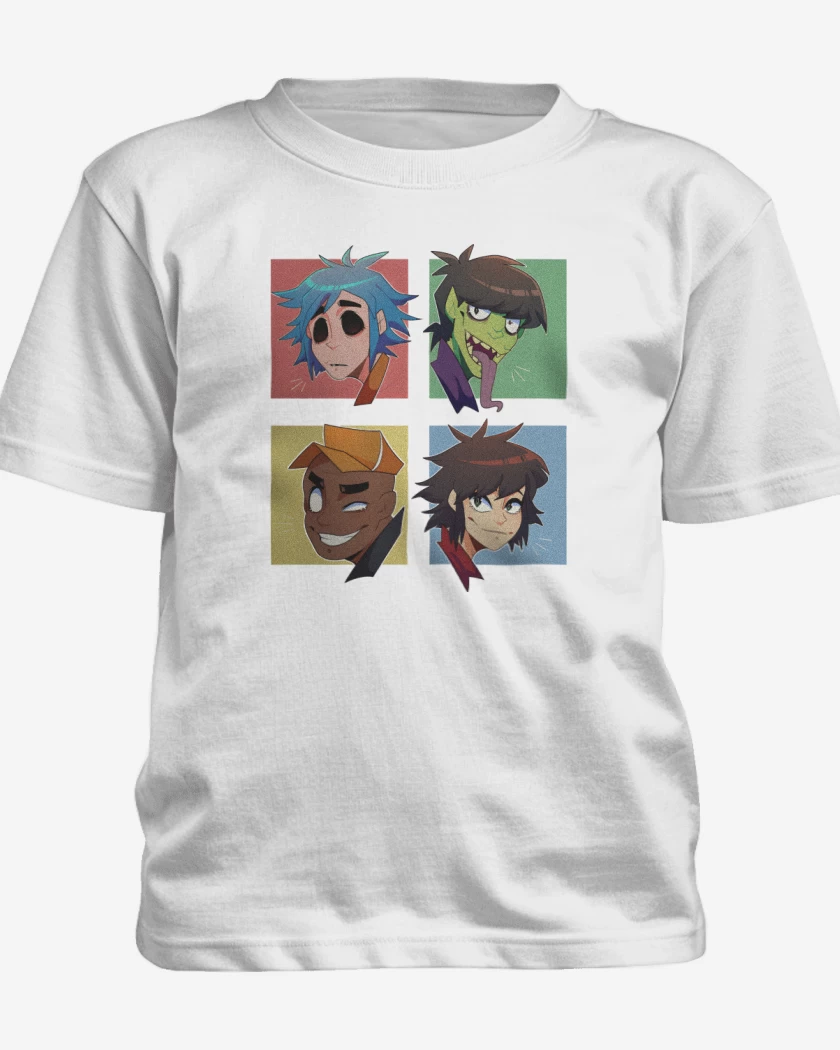 Polera de niño Blanco de Gorillaz anime