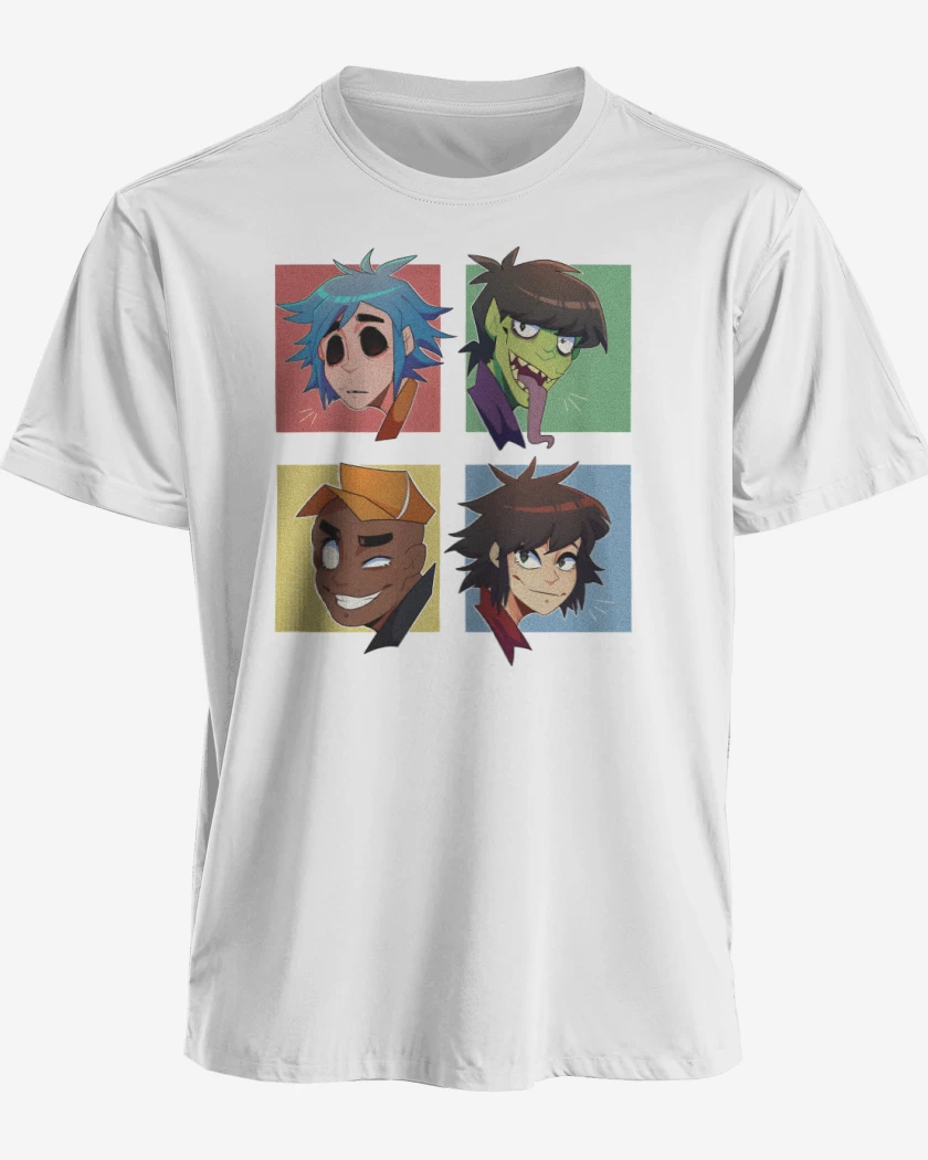 Polera premium Blanco de Gorillaz anime