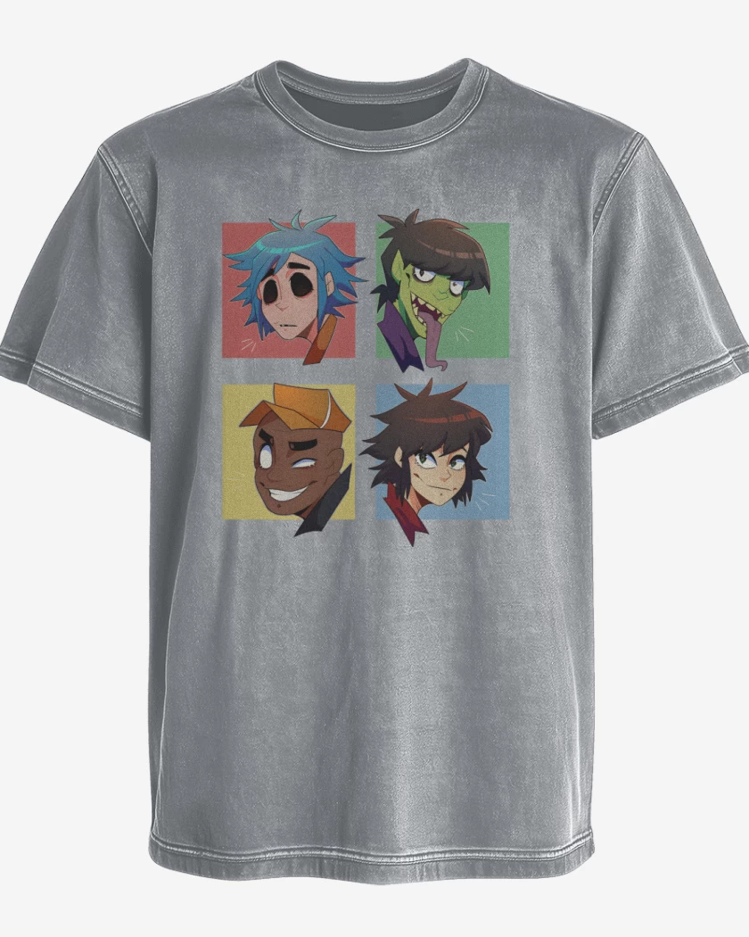 Polera desgastada Gorillaz anime