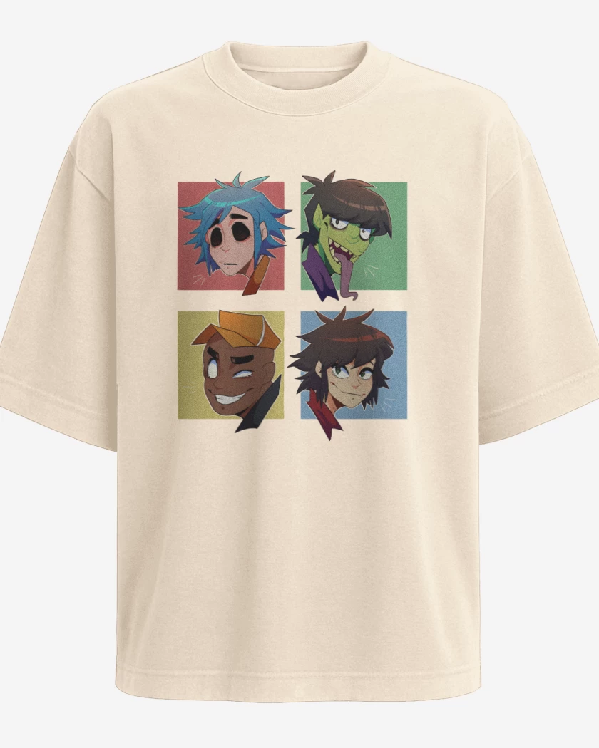 Polera Oversize Gorillaz anime