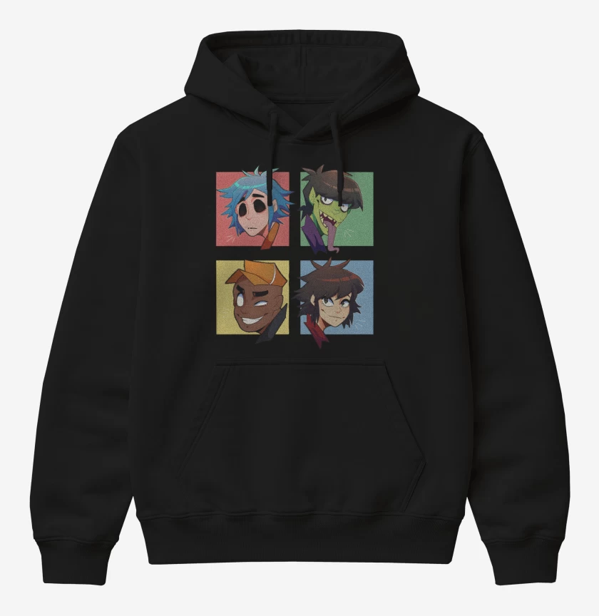Poleron Canguro básico Negro de Gorillaz anime
