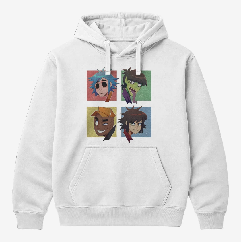 Polerón Canguro Blanco de Gorillaz anime