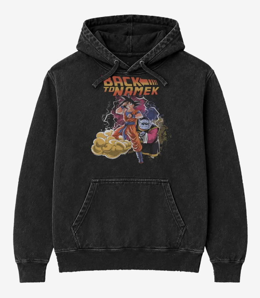 Poleron Canguro Acid Wash Negro de Back to Namek