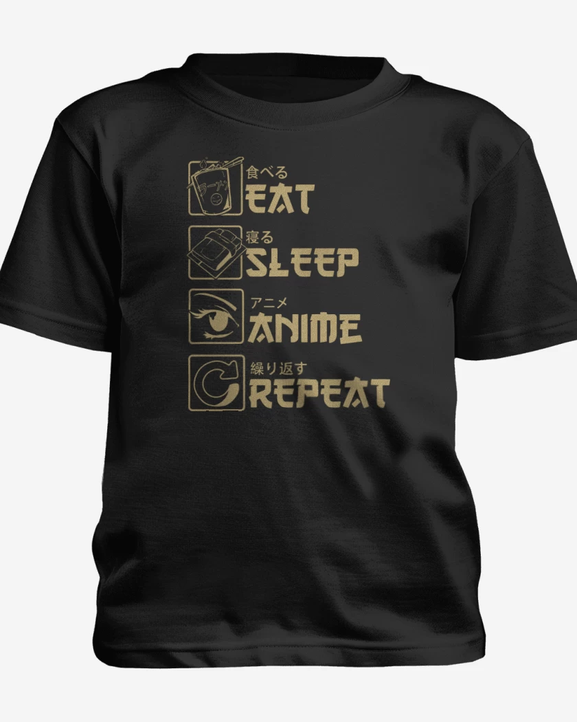 Polera de niño Negro de Eat Sleep Anime Repeat