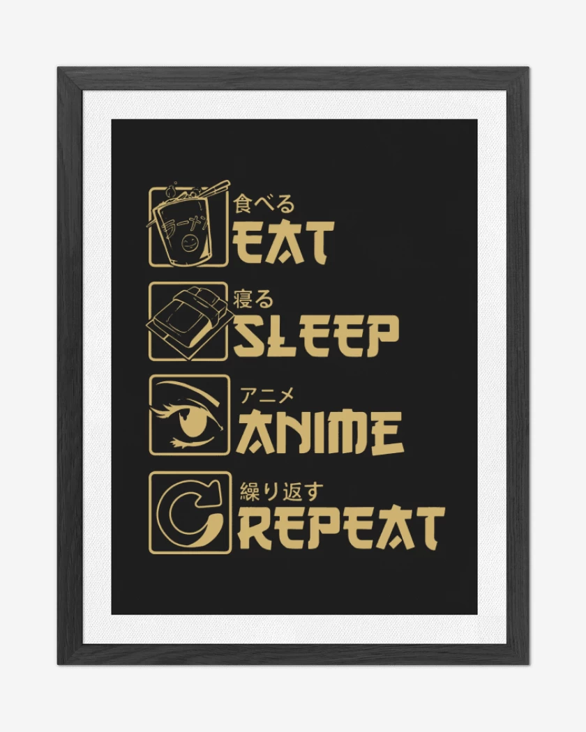 Cuadro decorativo Eat Sleep Anime Repeat