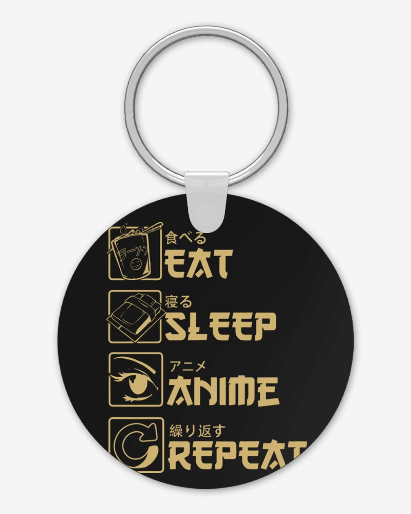 Llavero Negro de Eat Sleep Anime Repeat