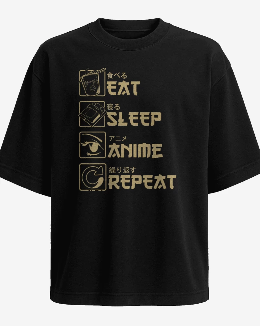 Polera Oversize Eat Sleep Anime Repeat