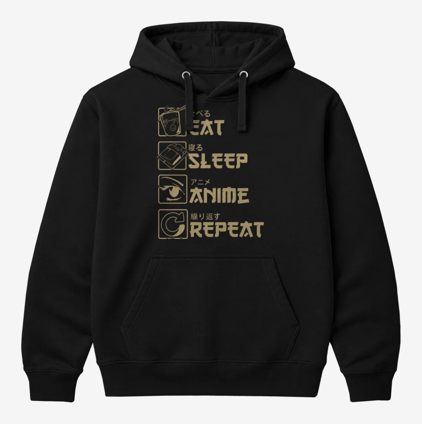 Polerón Canguro Eat Sleep Anime Repeat