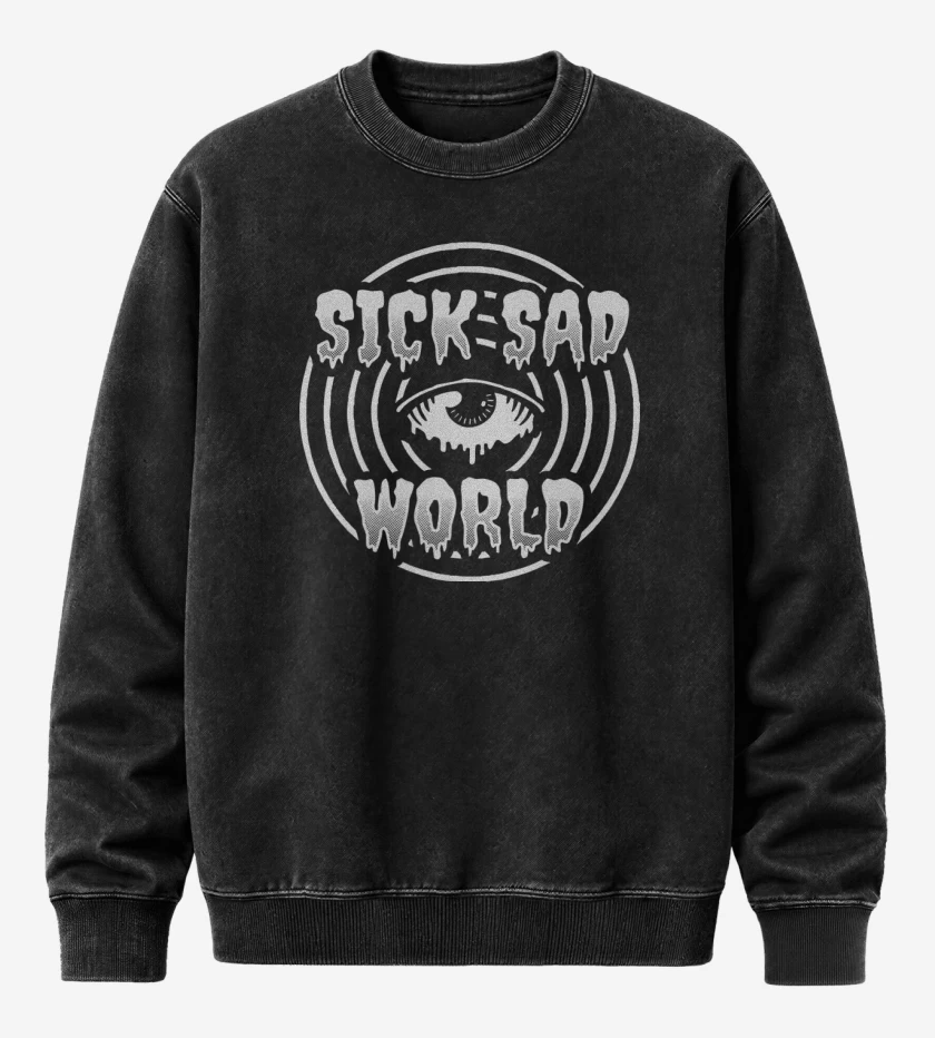 Poleron Polo Acid Wash Negro de Sick Sad World 