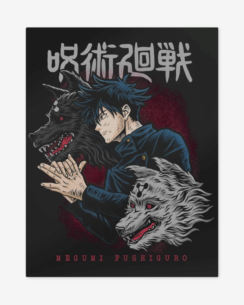 Print metalico Negro de Megumi Fushiguro 