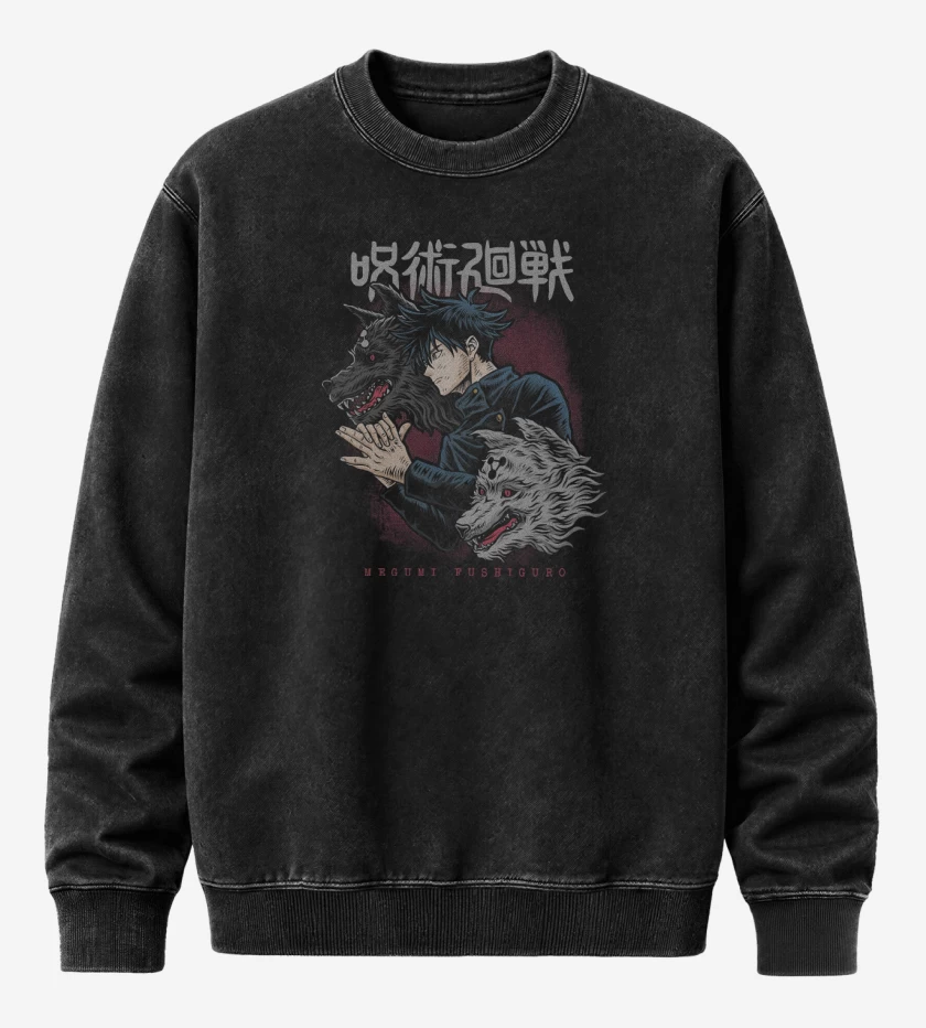 Poleron Polo Acid Wash Megumi Fushiguro 