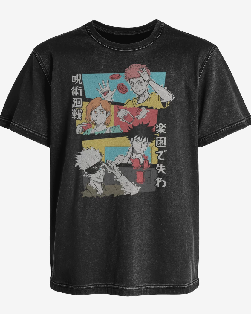 Polera desgastada Negro de Jujutsu Kaisen Ending