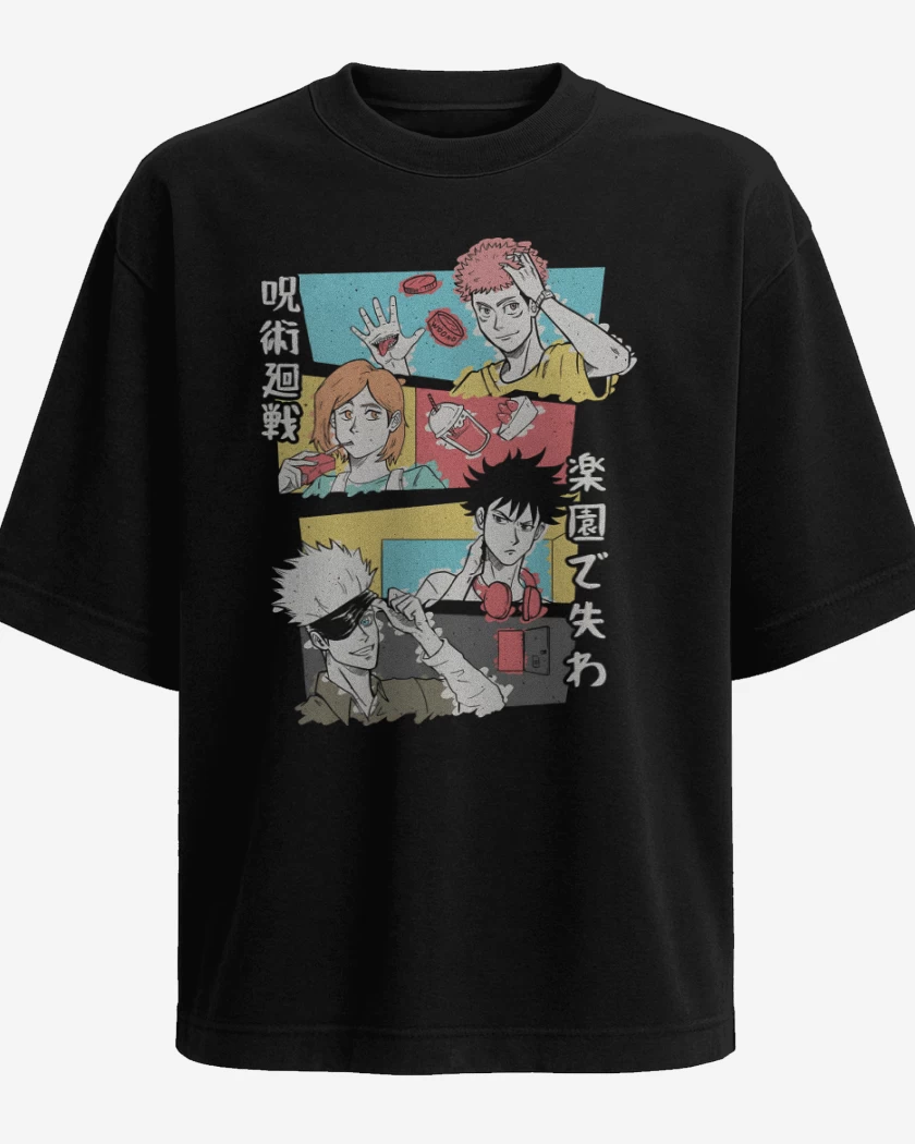 Polera Oversize Negro de Jujutsu Kaisen Ending