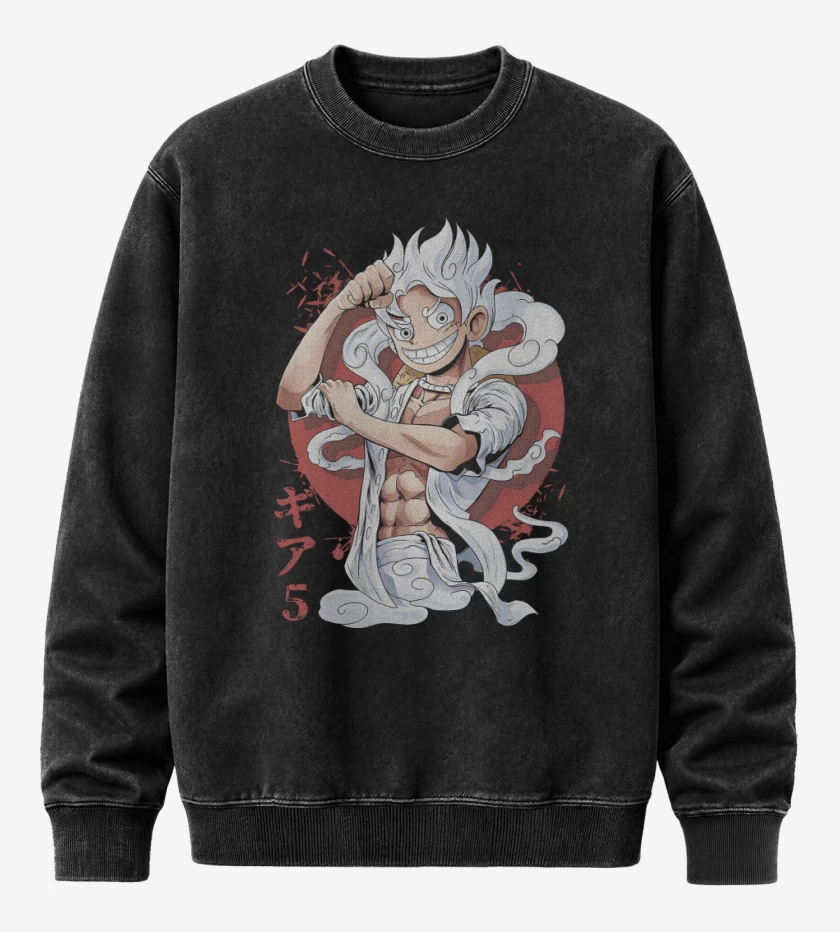 Poleron Polo Acid Wash Negro de Luffy G5