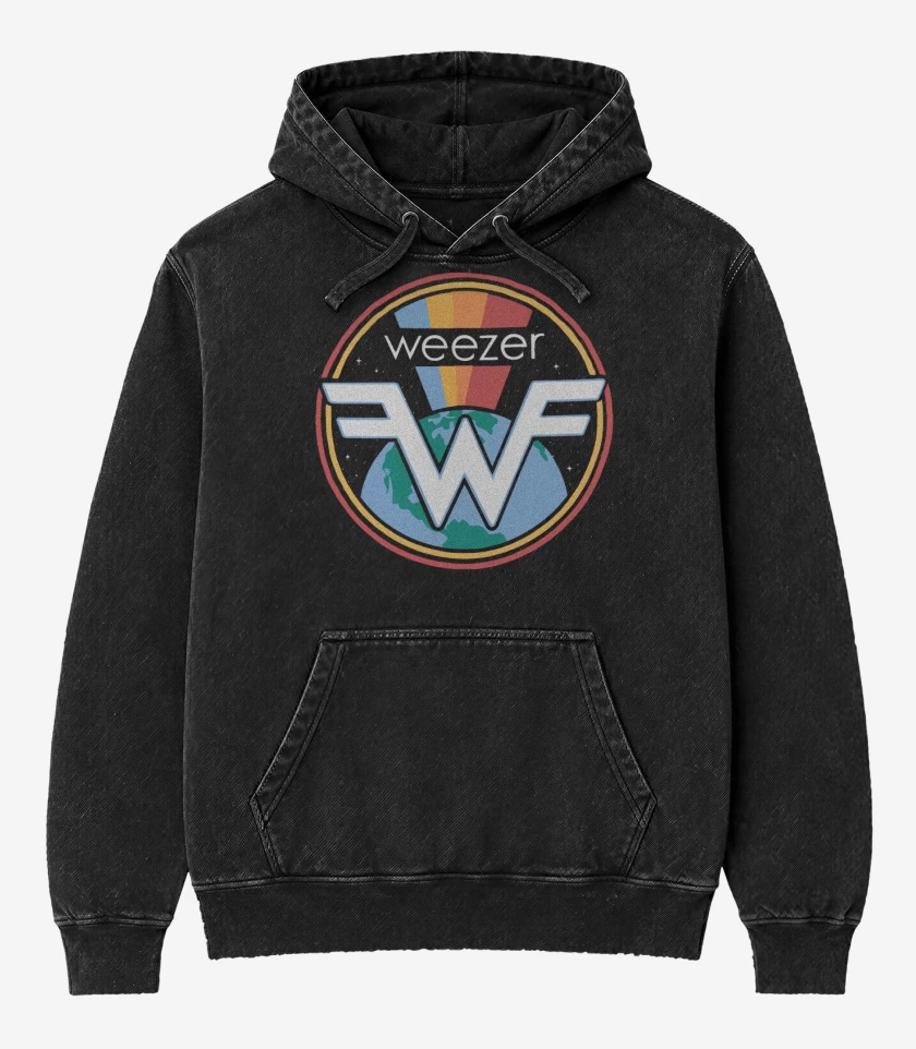 Poleron Canguro Acid Wash Negro de Retro Weezer