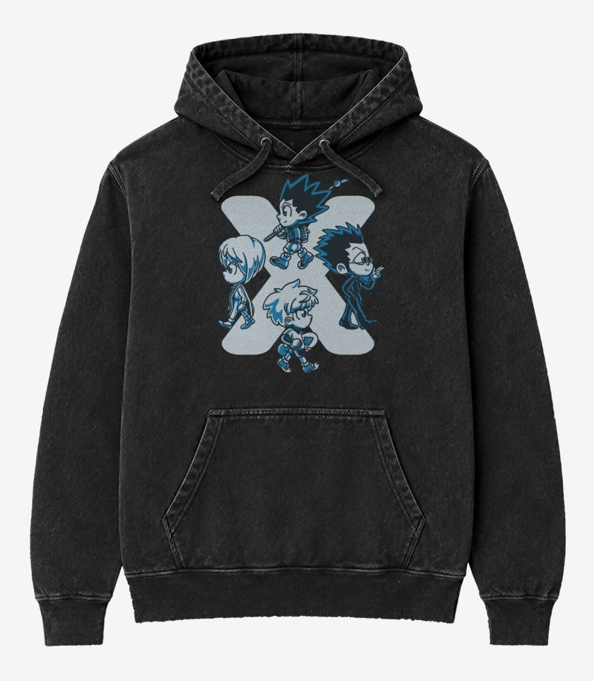 Poleron Canguro Acid Wash Negro de Equipo de Cazadores