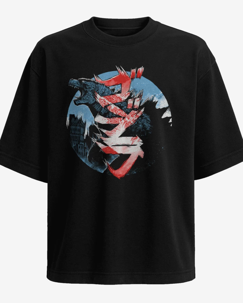 Polera Oversize Negro de Gojira