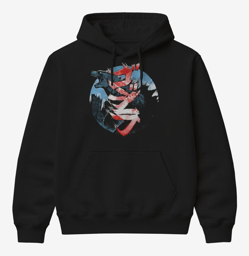 Poleron Canguro básico Negro de Gojira