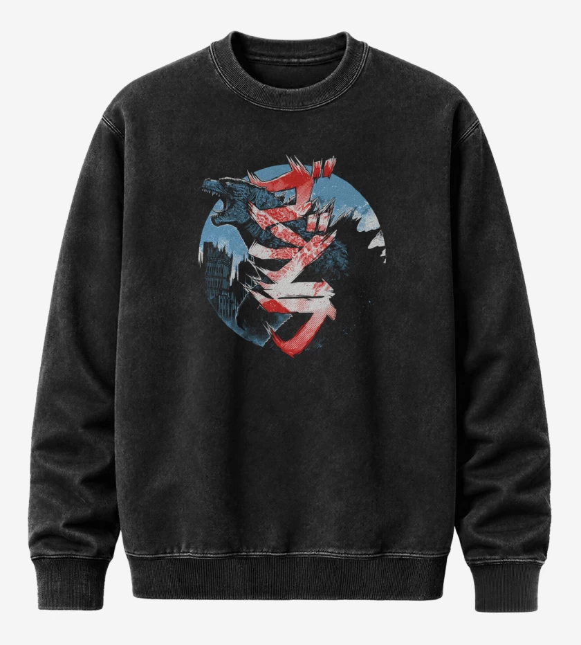 Poleron Polo Acid Wash Negro de Gojira